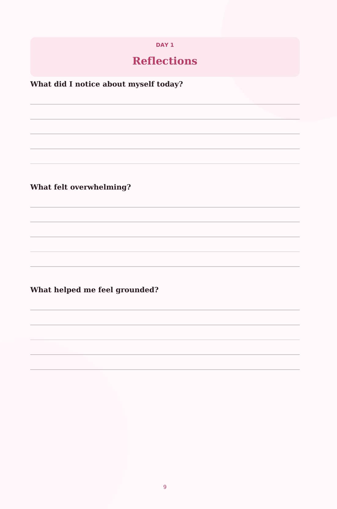 RESET Journal Page 9, Day 1: Reflections